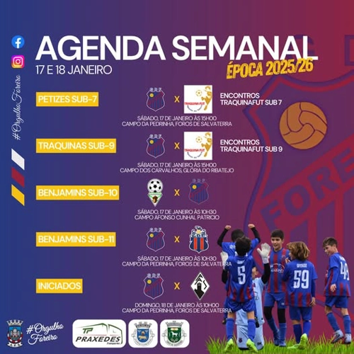Agenda semanal Jogos do Grupo Desportivo Forense