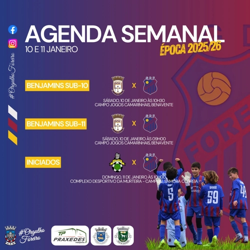 Agenda semanal Jogos do Grupo Desportivo Forense 