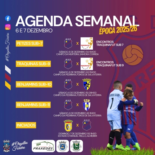 Agenda semanal Jogos do Grupo Desportivo Forense