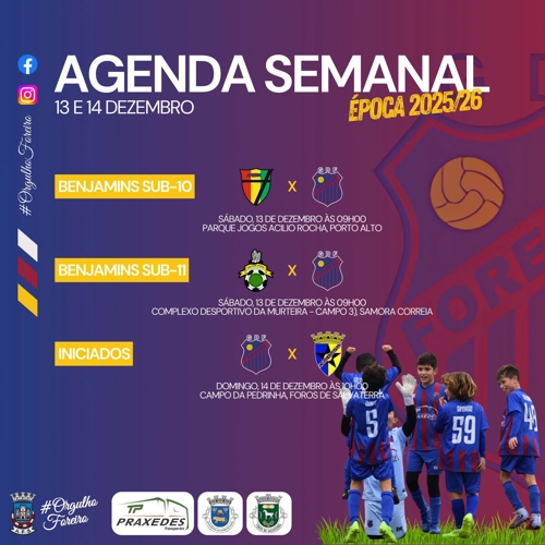 Agenda semanal Jogos do Grupo Desportivo Forense